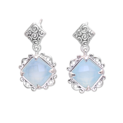Chalcedony and Sterling Silver Dangle Earrings from Bali