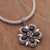 Garnet pendant necklace, 'Bougainvillea Flower' - Garnet and Sterling Silver Floral Pendant Necklace from Bali (image 2) thumbail