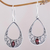 Garnet dangle earrings, 'Elegant Tears' - Garnet and 925 Silver Spiral Dangle Earrings from Bali (image 2) thumbail