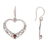 Garnet dangle earrings, 'Heart of Vines' - Garnet and Sterling Silver Heart Dangle Earrings from Bali (image 2c) thumbail