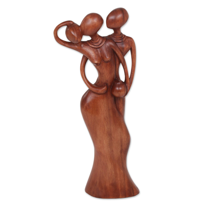 Kiva Store  Signed Wood Sculpture of Heart in Hands - Giving Love