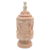 Mahogany wood decorative jar, 'Antique Flower' - Mahogany Wood Cylindrical Decorative Jar with Floral Motifs thumbail