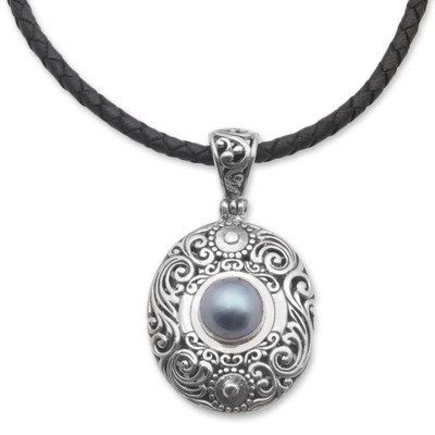 Cultured Mabe Pearl and Sterling Silver Necklace from Bali