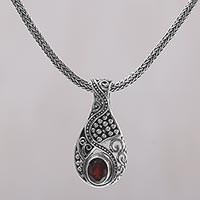 Garnet pendant necklace, 'Patterns of the World'