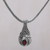Garnet pendant necklace, 'Patterns of the World' - Garnet and Sterling Silver Drop Pendant Necklace from Bali (image 2) thumbail
