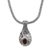 Garnet pendant necklace, 'Patterns of the World' - Garnet and Sterling Silver Drop Pendant Necklace from Bali thumbail