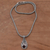 Garnet pendant necklace, 'Patterns of the World' - Garnet and Sterling Silver Drop Pendant Necklace from Bali (image 2b) thumbail