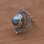 Cultured mabe pearl cocktail ring, 'Dark Love Vines' - Dark 925 Silver Cultured Mabe Pearl Cocktail Ring from Bali (image 2c) thumbail