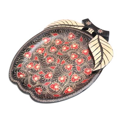 Dekoratives Tablett aus Batikholz - Apfelförmiges dekoratives Tablett aus Batikholz aus Bali