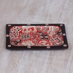 Batik wood decorative tray, 'Sekar Jagad Beauty' - Handcrafted Batik Wood Rectangular Decorative Tray from Bali