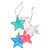Wood ornaments, 'Multicolored Stars' (set of 4) - Four Multicolored Albesia Wood Star Ornaments from Bali