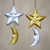 Wood ornaments, 'Stellar Holiday' (set of 4) - Four Moon and Star Albesia Wood Ornaments from Bali (image 2b) thumbail