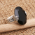 Onyx cocktail ring, 'Mysterious Oval' - Oval Onyx and Sterling Silver Cocktail Ring from Bali thumbail