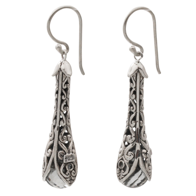 925 Sterling Silver and Prasiolite Dangle Earrings from Bali