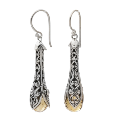 925 Sterling Silver and Citrine Dangle Earrings from Bali