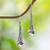 Amethyst dangle earrings, 'Petal Drops' - Amethyst and Sterling Silver Floral Earrings from Bali