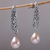 Cultured pearl dangle earrings, 'Drops of Honey' - Cultured Pearl and Sterling Silver Dangle Earrings from Bali thumbail