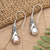 Cultured pearl drop earrings, 'Emerging Beauty in Peach' - Cultured Pearl and Sterling Silver Drop Earrings from Bali