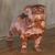 Escultura en madera y ónix - Escultura de un bulldog en madera de suar y ónix de Bali Artisans