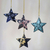 Batik wood ornaments, 'Bali Stars' (set of 4) - Four Batik Wood Star Ornaments by Balinese Artisans