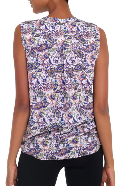 Sleeveless rayon blouse, 'Pretty in Paisley' - Handmade Sleeveless Rayon Blouse with Paisley Print