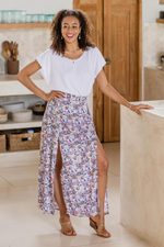 Rayon maxi skirt, 'Pretty in Paisley' - Long Rayon Skirt with Paisley Pattern from Indonesia