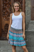 Rayon miniskirt, 'Morning in Paradise' - Turquoise and Grey Rayon Skirt from Indonesia thumbail