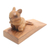 Wood door stopper, 'Charming Mouse in Brown' - Hand Carved Suar Wood Mouse Door Stopper in Brown from Bali (image 2c) thumbail