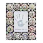 Recycled paper photo frame, 'Shrine City' (4x6) - 4x6 Recycled Paper Photo Frame with Multicolored Circles