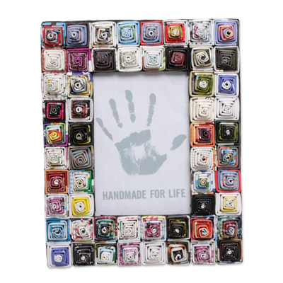 4x6 Recycled Paper Photo Frame with Multicolored Squares