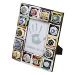 Recycled paper photo frame, 'Rising Temples' (4x6) - 4x6 Recycled Paper Multicolored Photo Frame from Bali