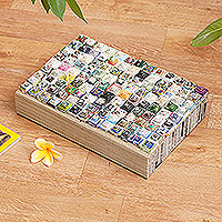 Recycled paper jewelry box, 'Temple City' - Handcrafted Recycled Paper Jewelry Box from Bali