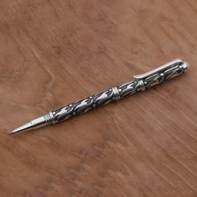Bolígrafo de plata esterlina - Bolígrafo de tinta de plata de ley hecho a mano por artesanos balineses