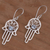 Blue topaz dangle earrings, 'Hamsa Swirls' - Blue Topaz and Sterling Silver Hamsa Hand Dangle Earrings (image 2c) thumbail