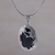 Onyx pendant necklace, 'Dusk Butterfly' - Onyx and Sterling Silver Butterfly Necklace from India (image 2) thumbail