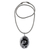 Onyx pendant necklace, 'Monkey Oasis' - Onyx and Sterling Silver Monkey Pendant Necklace from Bali