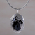 Onyx pendant necklace, 'Nighttime Butterfly' - Onyx and Sterling Silver Butterfly Balinese Pendant Necklace thumbail