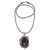 Onyx pendant necklace, 'Wondrous Garden' - Animal-Themed Silver and Onyx Pendant Necklace from Bali