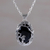 Onyx pendant necklace, 'Dark Woods' - Onyx and Sterling Silver Nature Themed Necklace from Bali (image 2) thumbail
