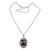 Onyx pendant necklace, 'Midnight Lilies' - Onyx and Sterling Silver Floral Pendant Necklace from Bali