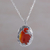 Carnelian pendant necklace, 'Sunset Butterfly' - Carnelian and Sterling Silver Butterfly Necklace from Bali (image 2) thumbail