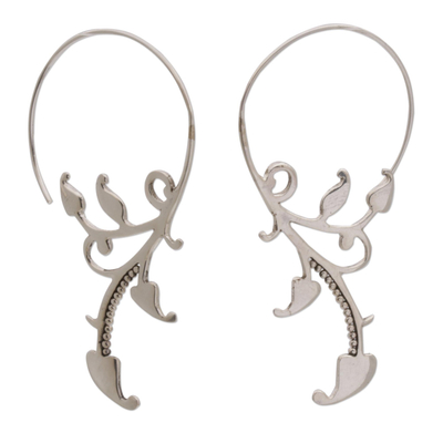 925 Sterling Silver Dotted Half-Hoop Earrings from Bali