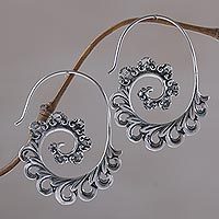 Featured review for Sterling silver half-hoop earrings, Paisley Ferns