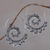 Sterling silver half-hoop earrings, 'Paisley Ferns' - 925 Sterling Silver Paisley Half-Hoop Earrings from Bali (image 2) thumbail