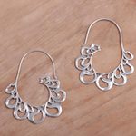 Sterling silver half-hoop earrings, 'Paisley Majesty' - Sterling Silver Paisley Motif Half-Hoop Earrings from Bali