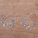 Sterling silver half-hoop earrings, 'Paisley Majesty' - Sterling Silver Paisley Motif Half-Hoop Earrings from Bali