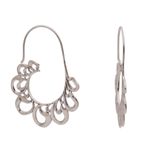 Sterling silver half-hoop earrings, 'Paisley Majesty' - Sterling Silver Paisley Motif Half-Hoop Earrings from Bali