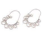 Sterling silver half-hoop earrings, 'Paisley Majesty' - Sterling Silver Paisley Motif Half-Hoop Earrings from Bali