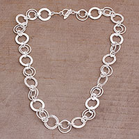 Sterling silver chain necklace, 'Stellar Rings'