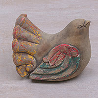 Wood sculpture, 'Antique Dove' - Hand Carved Suar Wood Antiqued Dove Sculpture from Bali